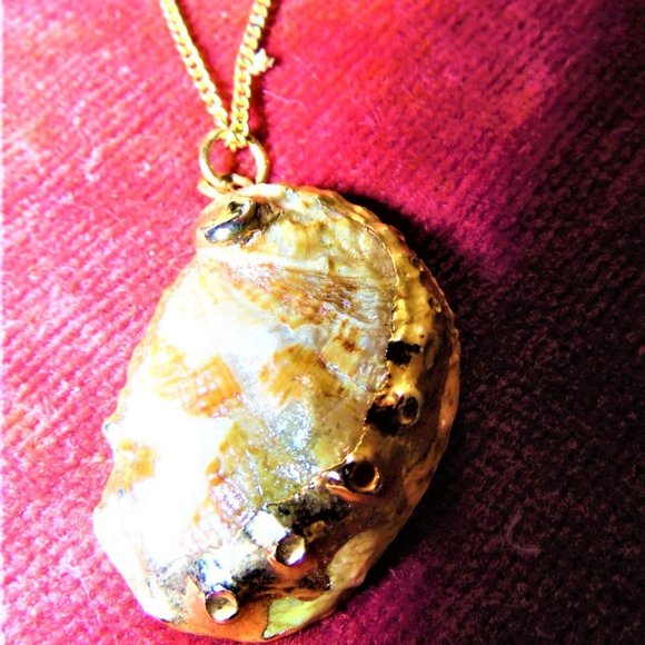 24k Gold dipped abalone shell necklace - Picture 2 of 4